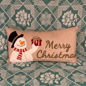 Festive Snowman Merry Christmas Pillow